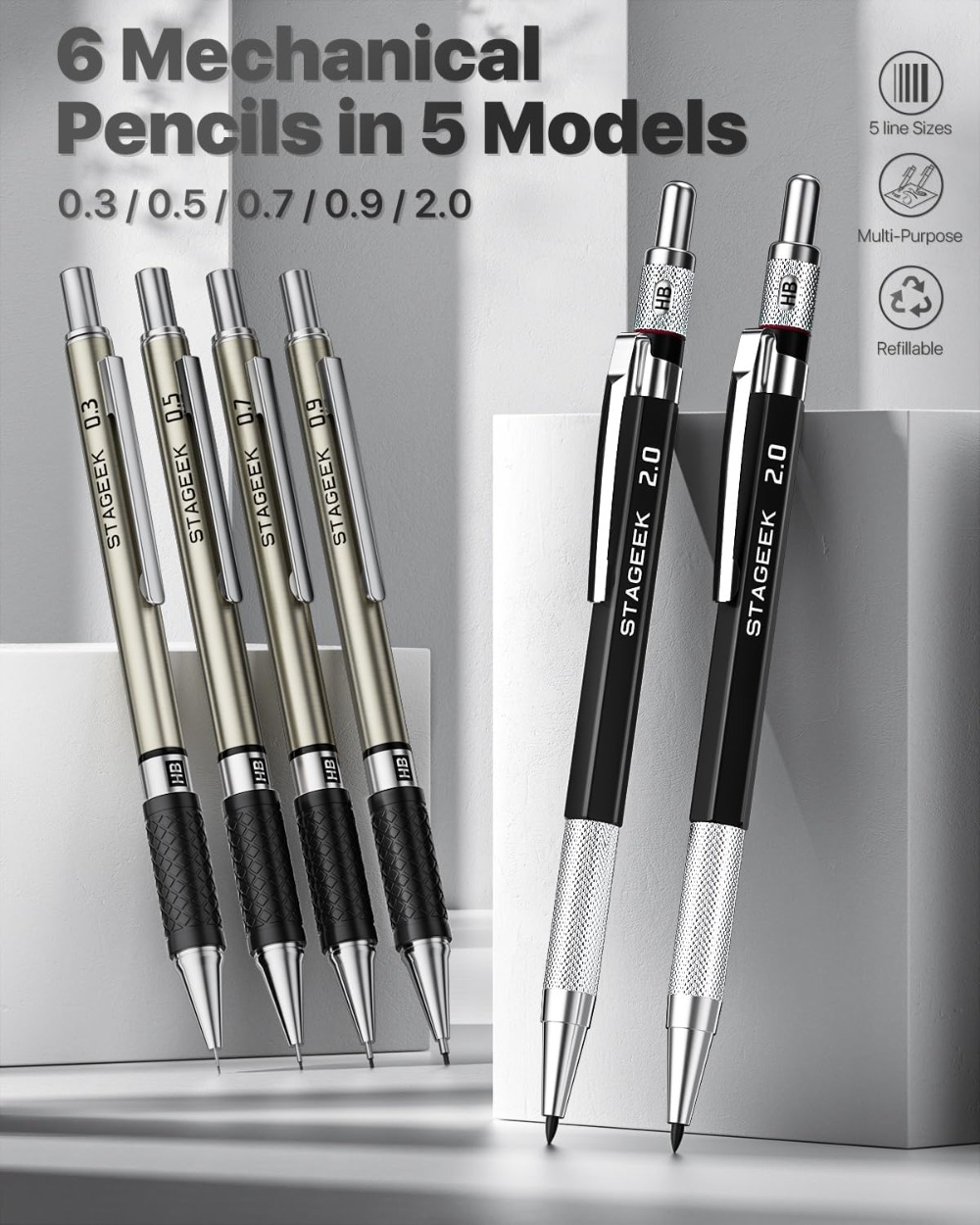 Mechanical Pencil Set with Cas - Mechanical Pencil 0.3 บทวิจารณ์และราคา
