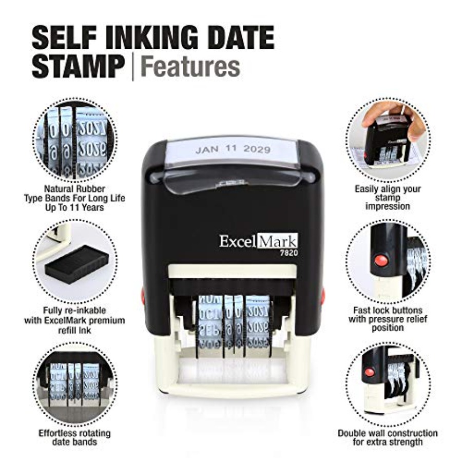 7820 Self-Inking Rubber Date S - Rubber Date Stamp บทวิจารณ์และราคา