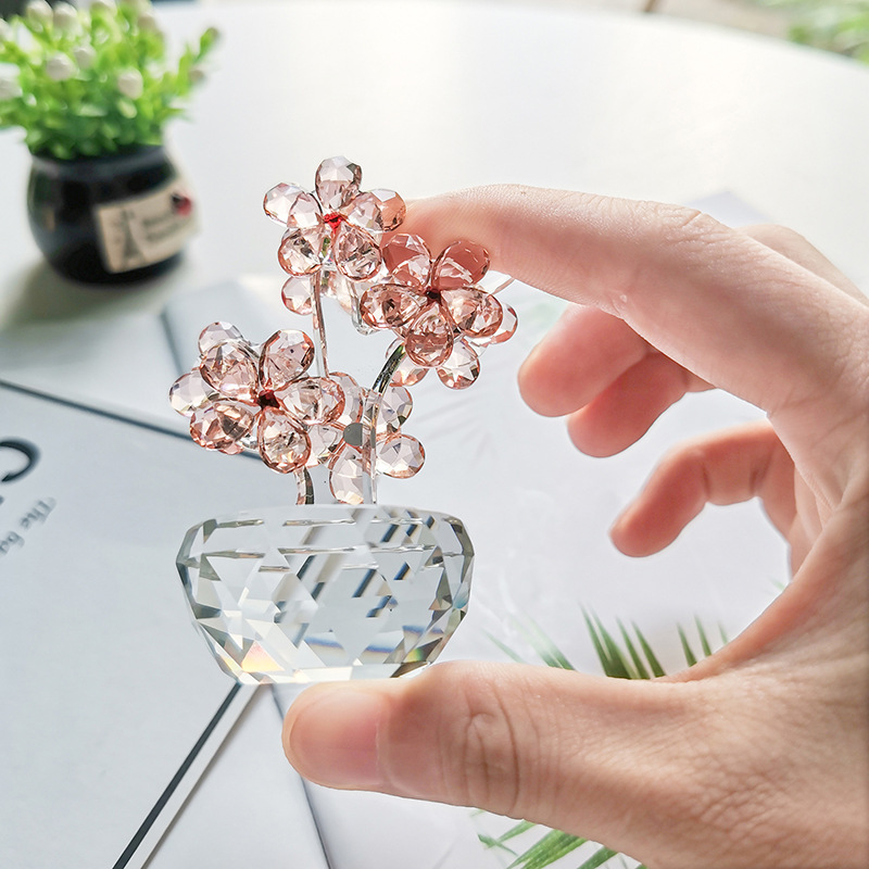 K9 Crystal Plum Flower Figurin - Paper Weight Crystal บทวิจารณ์และราคา