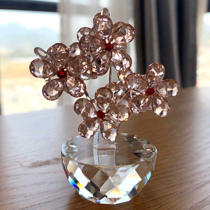 K9 Crystal Plum Flower Figurin - Paper Weight Crystal บทวิจารณ์และราคา
