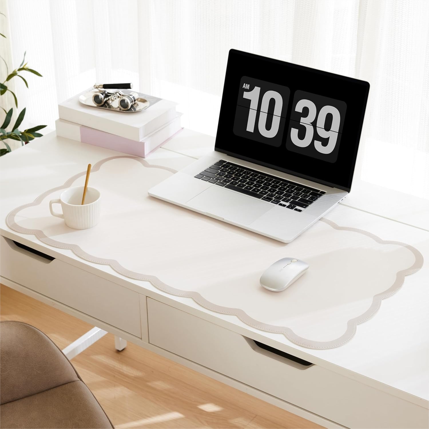 Scalloped Desk Mat 31.5x15.7 L - Leather Desk Pad บทวิจารณ์และราคา