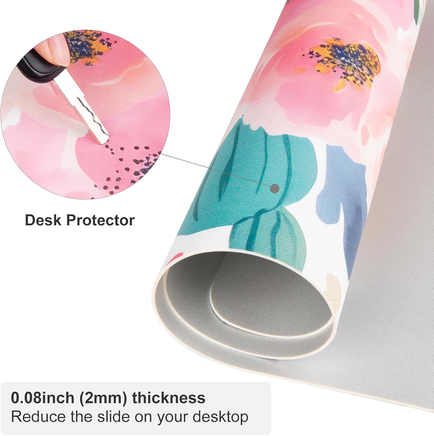 Large Mouse Pad Pink Floral De - Leather Desk Pad บทวิจารณ์และราคา